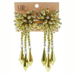 36 Wholesale Clip Earrings Beaded Gold And Silvertone Dangle Earrings