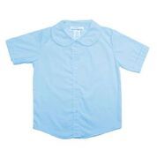 36 Wholesale Girls Short Sleeve Peter Pan Collar Blouses In Light Blue Size 8