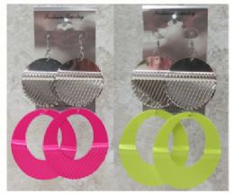 72 Wholesale SilveR-Tone French Hook Earring With Assorted Colored Oval Dangles