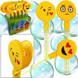 96 Wholesale 2-IN-1 Emoji Hand Clappers Bubble Wands