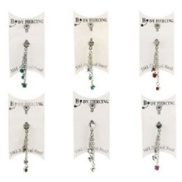 36 Wholesale 316l Surgical Steel Belly Jewels With Triple Chain Dangles
