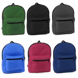 36 Wholesale 15 And Half Inche Backpacks In 6 Solid Colors