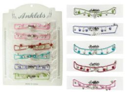 72 Pieces Assorted Color Chain With Bead Dangles - Ankle Bracelets