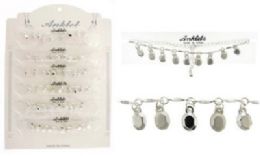 72 Pieces SilveR-Tone Chain With Faceted Oval Charms - Ankle Bracelets