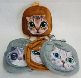 30 Pieces 10.5"x10" Plush Kitty Back Pack - Backpacks