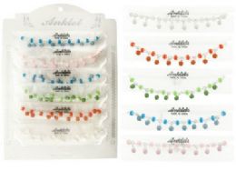 72 Wholesale Beaded Anklet With Striped Beads