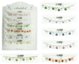 72 Wholesale SilveR-Tone Chain With Alternating Opaque And Transparent Circular Acrylic Dangles
