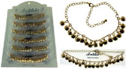 72 Pieces GolD-Tone Chain With Round Shaped Metal Dangles - Ankle Bracelets
