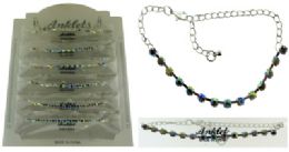 72 Pieces SilveR-Tone Chain With Multicolored Crystal Accents - Ankle Bracelets