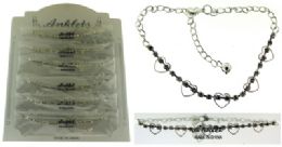 72 Wholesale SilveR-Tone Chain With Heart Shaped And Round Crystal Accents