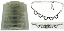 72 Wholesale SilveR-Tone Chain With Multiple U-Shaped Accents And Round Crystal Accents
