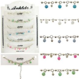 72 Wholesale SilveR-Tone Chain With SilveR-Tone And Acrylic Bead Dangles