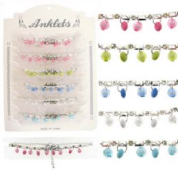 72 Wholesale SilveR-Tone Chain With Rhinestone Accents And Bead Charms