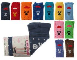 48 of Assorted Colored Capri Tights With Skull And Heart Designs