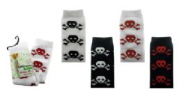 48 Wholesale Black And White Thigh High Socks With Red, White, Or Black Skull And Cross Bone Designs
