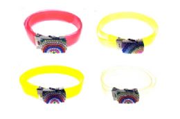 72 Wholesale Plastic Belts With Rainbow Buckle