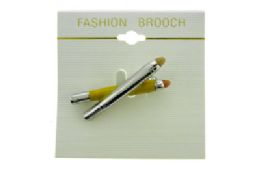 36 Units of Brooch Pin With A Pen And Pencil Crossing Each Other - Jewelry & Accessories