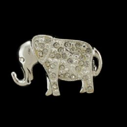 60 Wholesale Silver Tone Elephant With Rhinestone Accents Pin