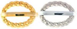 72 Wholesale Silver And Gold Tone Acrylic Hair Barrette