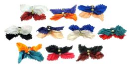 72 Wholesale Hair Bow Barrette, Assorted Colors, Satin Look