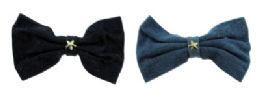 72 Wholesale Blue And Dark Blue Denim Bow Hair Barrette