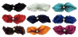 72 Wholesale Assorted Color Fabric Bow Style Hair Barrette