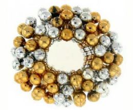 72 Units of Assorted Goldtone And Silvertone Beaded Bun Cover - Hair Scrunchies