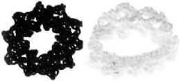72 of Assorted Black And White Crochet Look Scrunchies