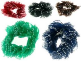 72 Wholesale Assorted Color Nylon Scrunchies With Triangle Pattern