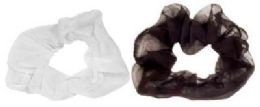 72 Units of Black And White Nylon Scrunchies - Hair Scrunchies