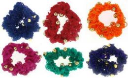 72 Pieces Assorted Color Beaded Scrunchies - Hair Scrunchies