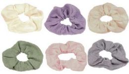 72 Units of Assorted Pastel Colored Scrunchies - Hair Scrunchies