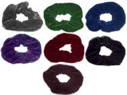 72 Units of Assorted Fall Colored Velvet Scrunchies - Hair Scrunchies
