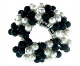 72 Pieces Black And White Acrylic Beaded Scrunchie - Hair Scrunchies