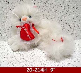 120 Pieces White Lying Cat With I Love You Heart - Plush Toys