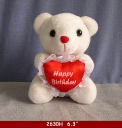 48 Pieces 6.3" White Stuffed Happy Birthday Bear - Plush Toys