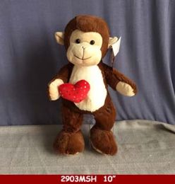 24 Pieces 10" Plush Monkey With Heart - Plush Toys