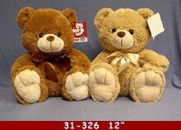 24 Wholesale 12" Beige And Brown Soft Plush Bear