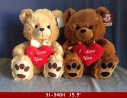 18 Units of Soft Sitting Bear With Heart - Plush Toys