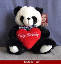 12 Bulk 10" Plush Sitting Birthday Panda