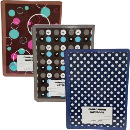 48 Wholesale Designer Composition Notebook 100 Sheets Dots & Stripes