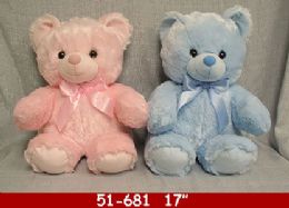 12 Wholesale 17" Pink And Blue Plush Bear
