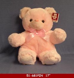 12 Units of 17" Soft Pink Plush Bear - Plush Toys
