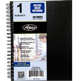 36 Wholesale Poly Cover 1 Subject Notebook 100 Shts W/ 2 Pocket, Double Wire, College Ruled