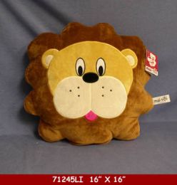 12 Wholesale 16" X 16" Stuffed Lion Pillow