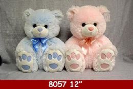 38 of 12" Big Feet Plush Bears In Pink And Blue