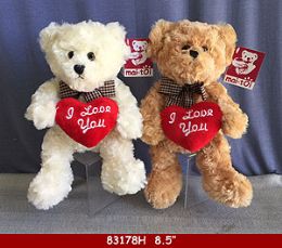 90 Wholesale 8.5" Plush Toy Teddy Bear With Love You Heart