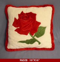 12 Wholesale 16" X 16" Plush Rose Pillow