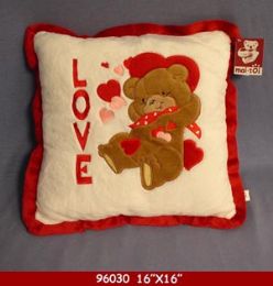 12 Wholesale 16" X 16" Plush Love Bear Pillow With Love You