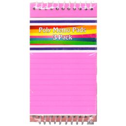 48 Wholesale 3 Pack Poly Memo Pads, 80 Sheets